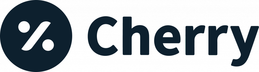 Cherry logo: dark blue circle with a percent sign, followed by the word 'Cherry' in bold text.